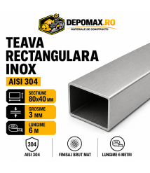 Teava rectangulara inox AISI 304, 80 x 40 x 3 mm, 6 metri